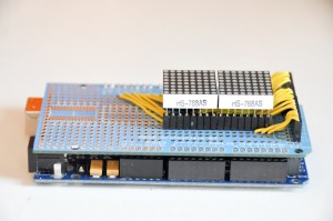 LED matrices mounted on a prototyping shield